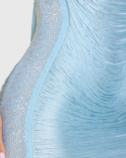 Aqua Fringed Mini Dress