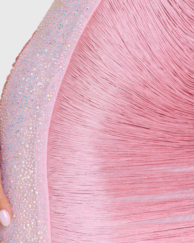Bubblegum Pink Fringed Mini Dress