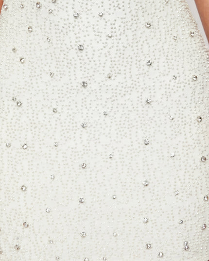 Snow Deep Plunge Embellished Mini Dress
