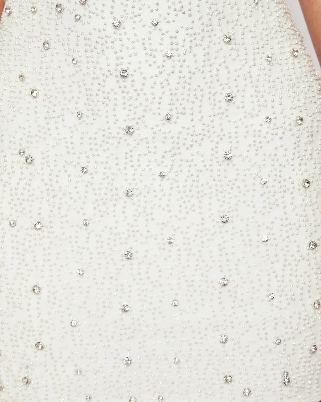 Snow Deep Plunge Embellished Mini Dress