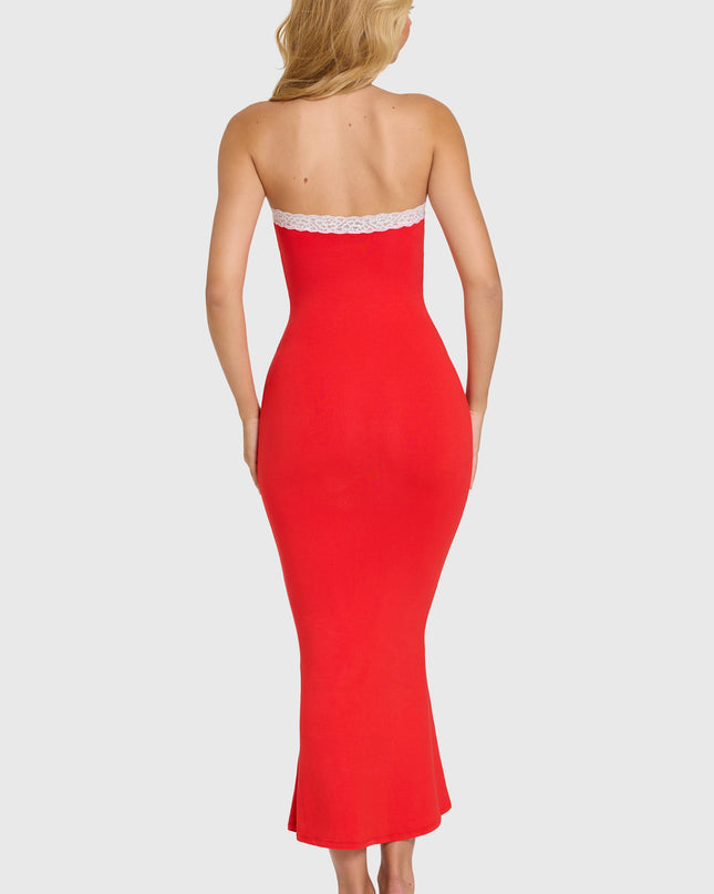 Cherry Modal Lace-Trim Midaxi Dress