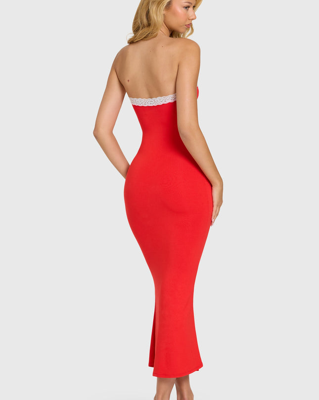 Cherry Modal Lace-Trim Midaxi Dress