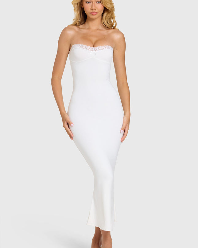 Coconut Modal Lace-Trim Midaxi Dress