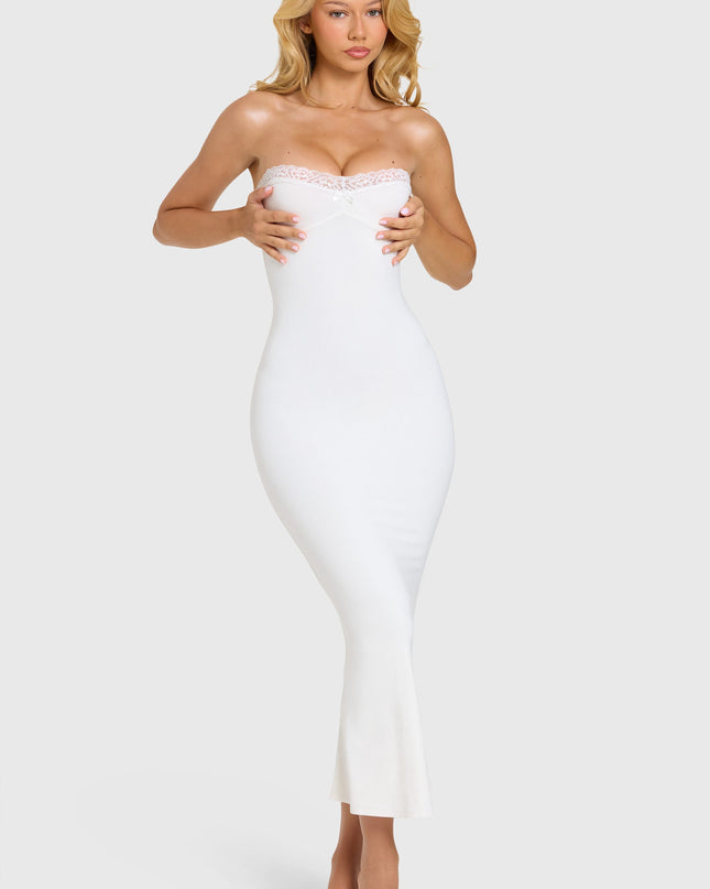 Coconut Modal Lace-Trim Midaxi Dress