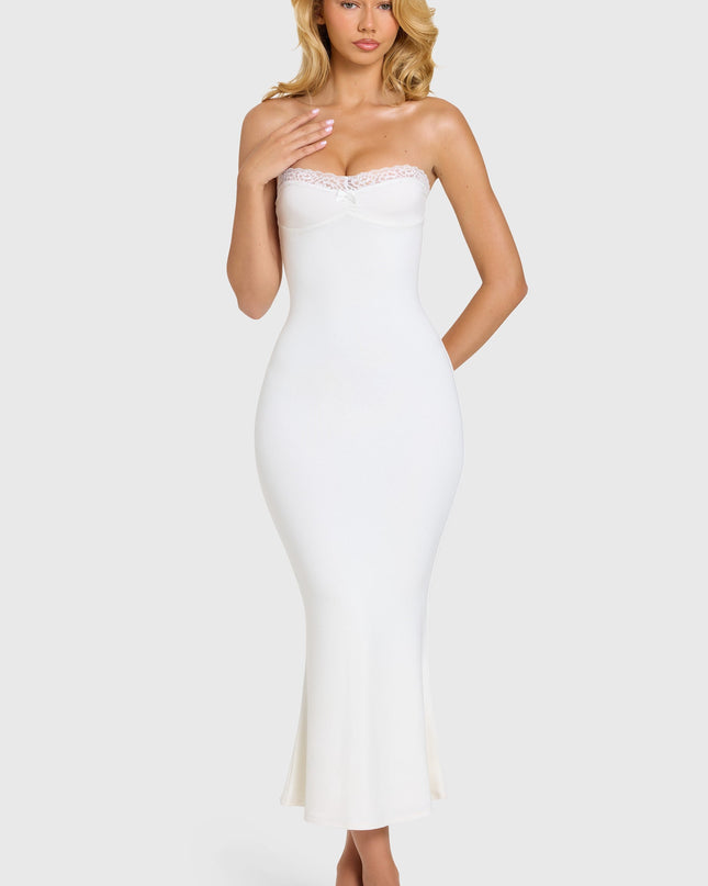 Coconut Modal Lace-Trim Midaxi Dress