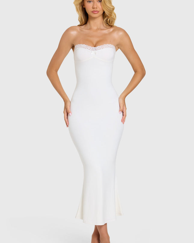 Coconut Modal Lace-Trim Midaxi Dress