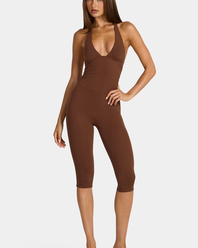 Cocoa Brown Modal Capri Jumpsuit