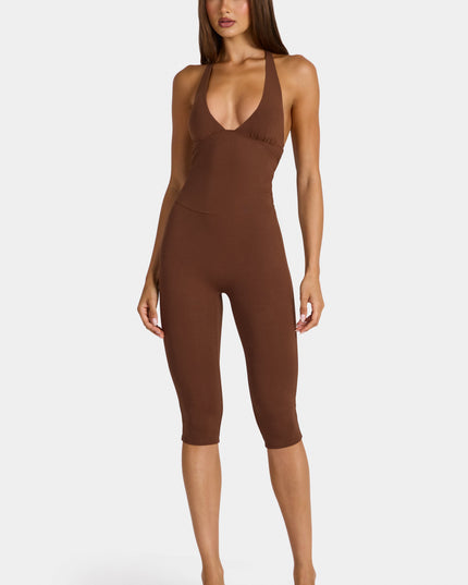 Cocoa Brown Modal Capri Jumpsuit