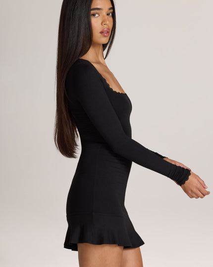 Black Modal Lace-Trim Mini Dress