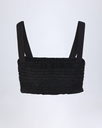 Black Ruffled Tie-Front Crop Top