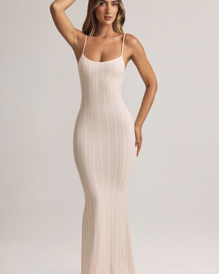 Stripe Print Modal Scoop-Neck Strappy Maxi Dress