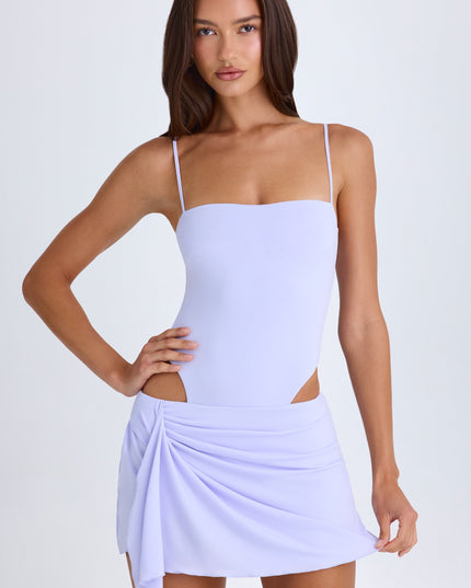 Soft Lilac Draped Cut-Out Mini Dress