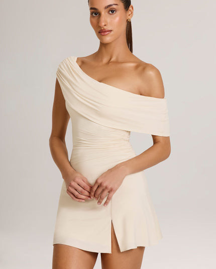 Ivory Modal Asymmetric A-Line Mini Dress