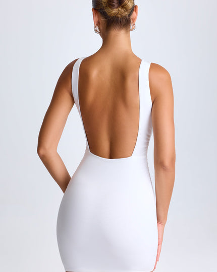 White Draped Open-Back Mini Dress