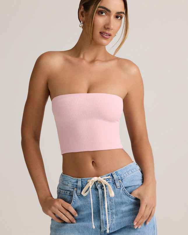 Candyfloss Pink Modal Strapless Crop Top