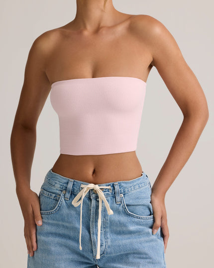 Candyfloss Pink Modal Strapless Crop Top