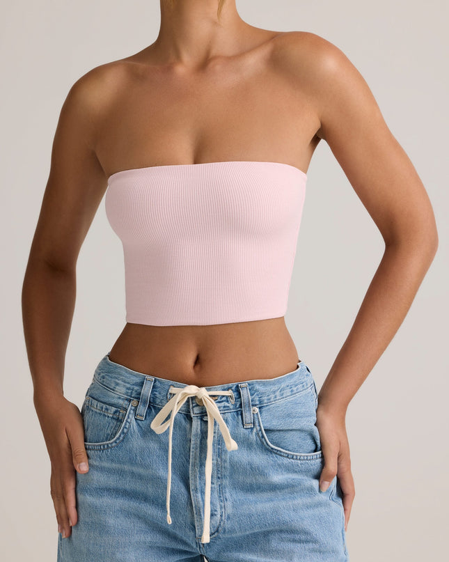 Candyfloss Pink Modal Strapless Crop Top