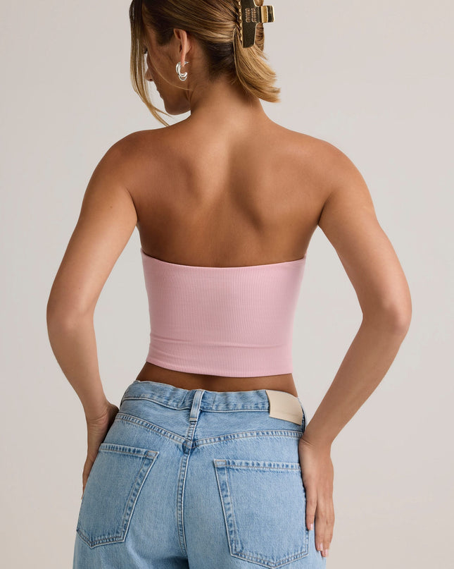 Candyfloss Pink Modal Strapless Crop Top