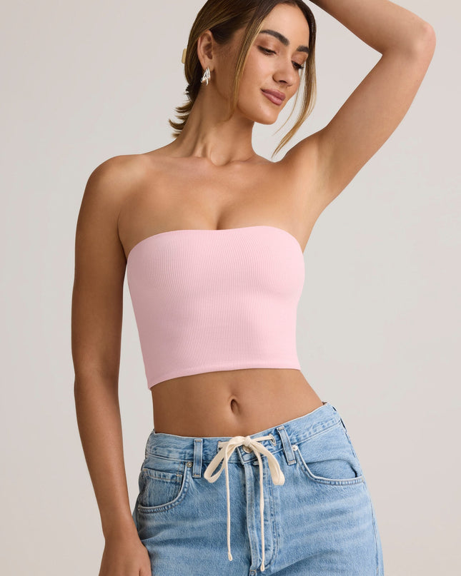 Candyfloss Pink Modal Strapless Crop Top