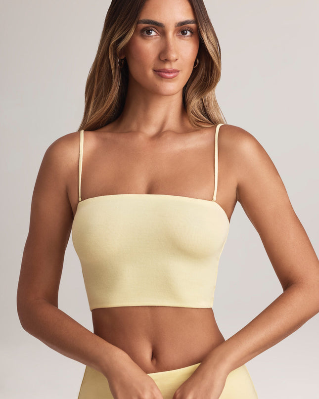 Lemon Modal Strapless Crop Top