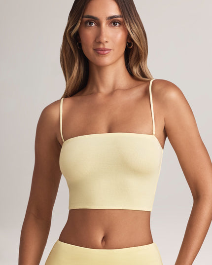 Lemon Modal Strapless Crop Top