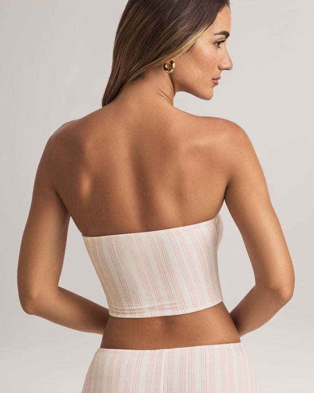Pink Stripe Modal Strapless Crop Top