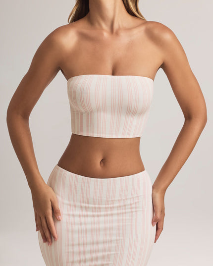 Pink Stripe Modal Strapless Crop Top