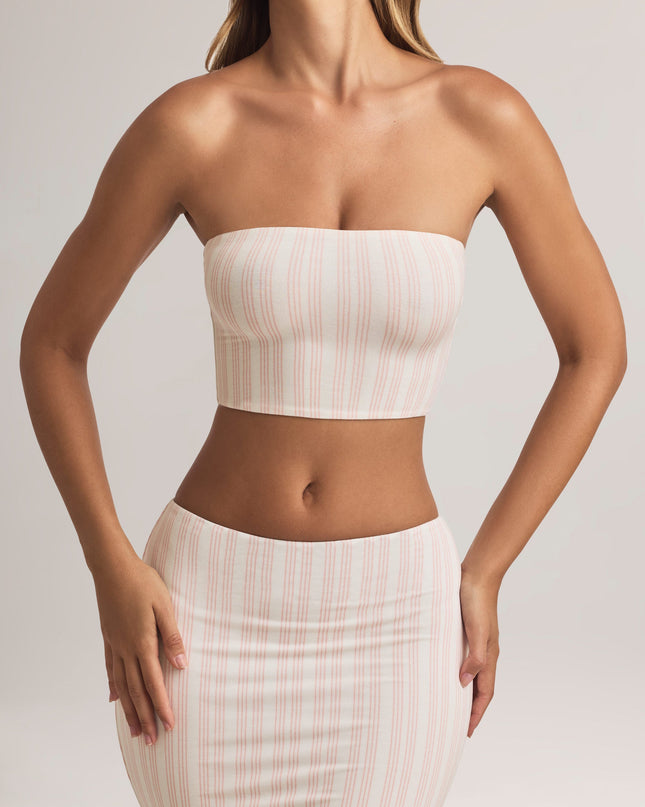 Pink Stripe Modal Strapless Crop Top