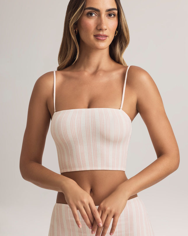 Pink Stripe Modal Strapless Crop Top