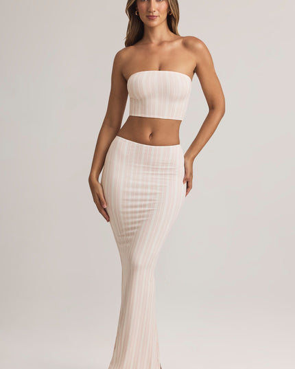 Pink Stripe Modal Strapless Crop Top