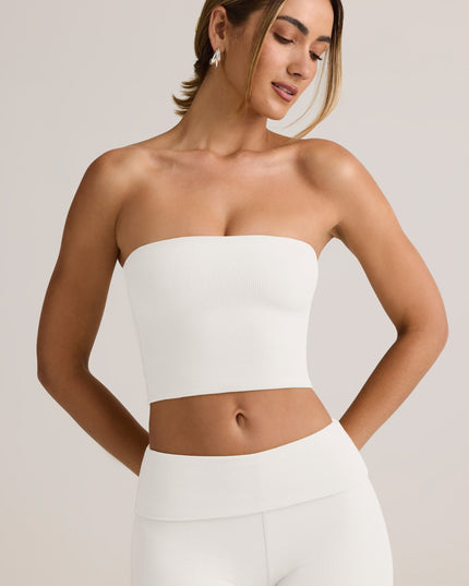 White Modal Strapless Crop Top