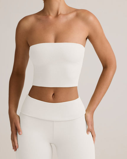 White Modal Strapless Crop Top