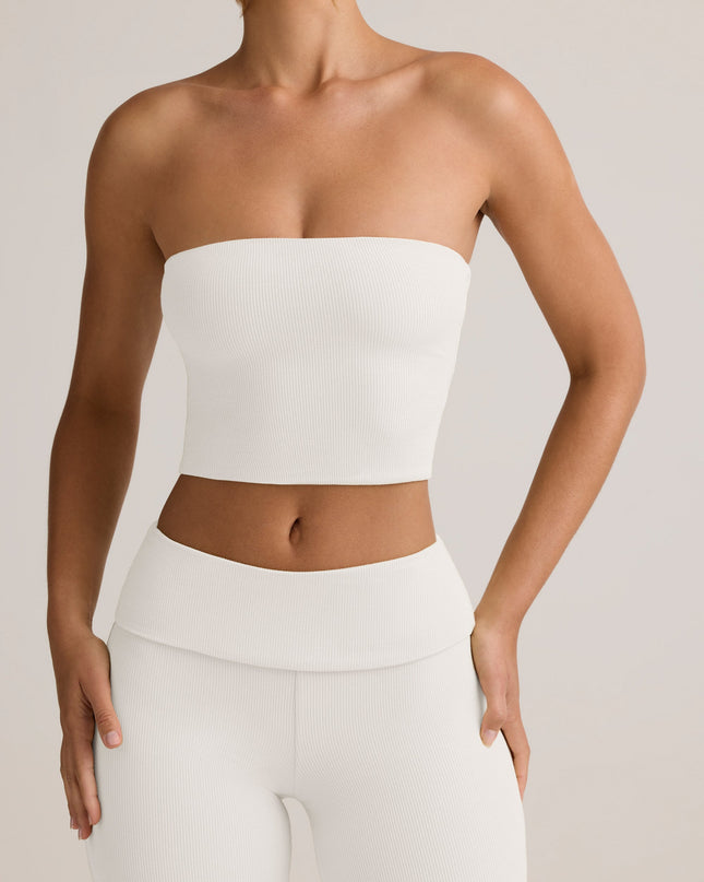 White Modal Strapless Crop Top