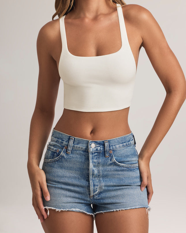 White Modal Cross-Back Tank Top